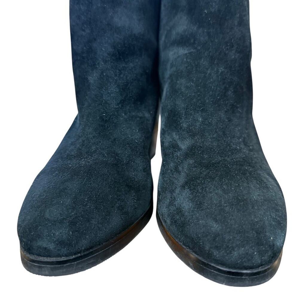 Lands End Womens Black Leather Suede Block High Heel Ankle Boots Booties Shoes 7 - Picture 7 of 16
